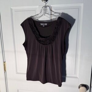 Classiques Entier (Nordstrom) Espresso Brown Cap Sleeve Blouse, size L